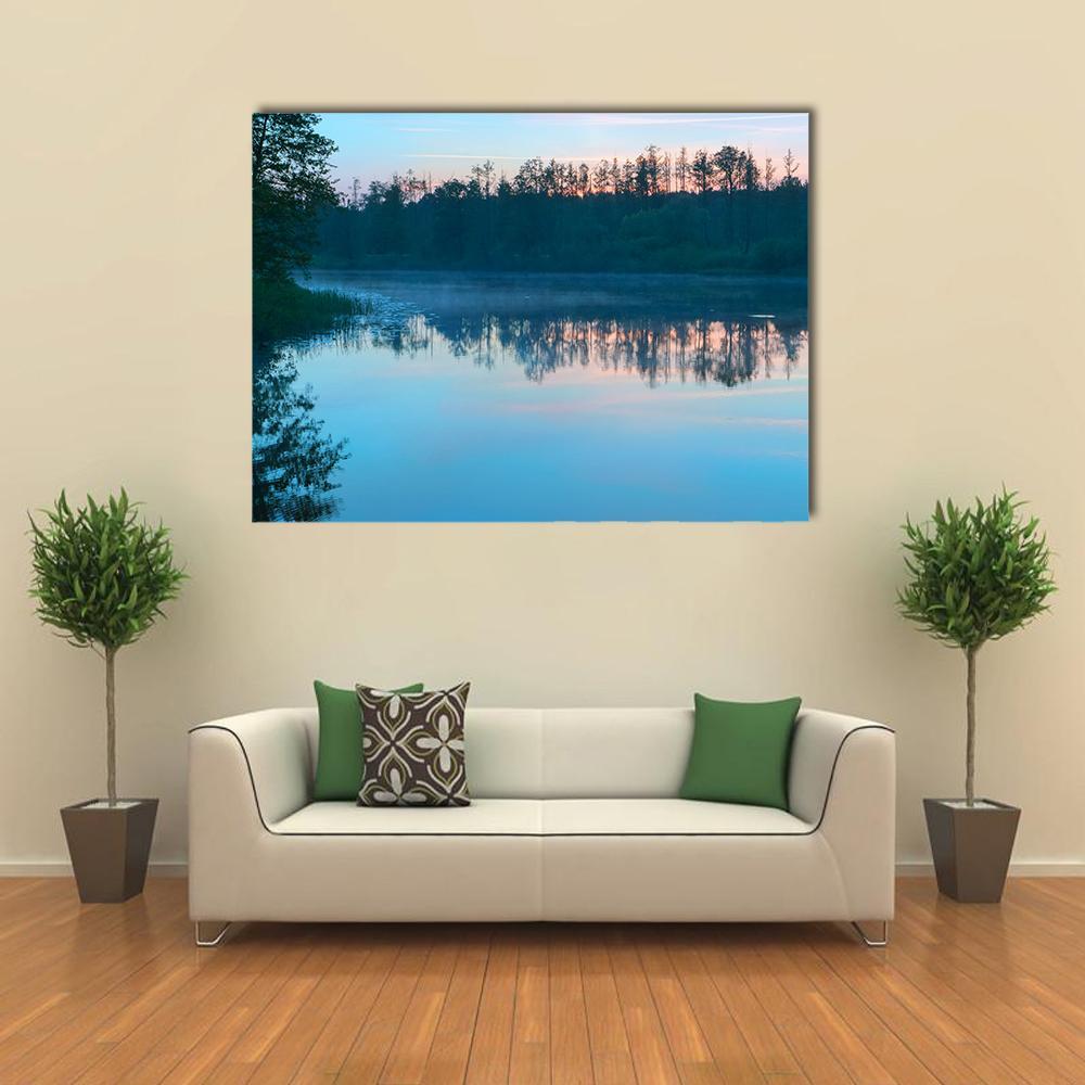 Yellow Sunset On Shore Of Baltic Sea Canvas Wall Art-1 Piece-Gallery Wrap-48" x 32"-Tiaracle