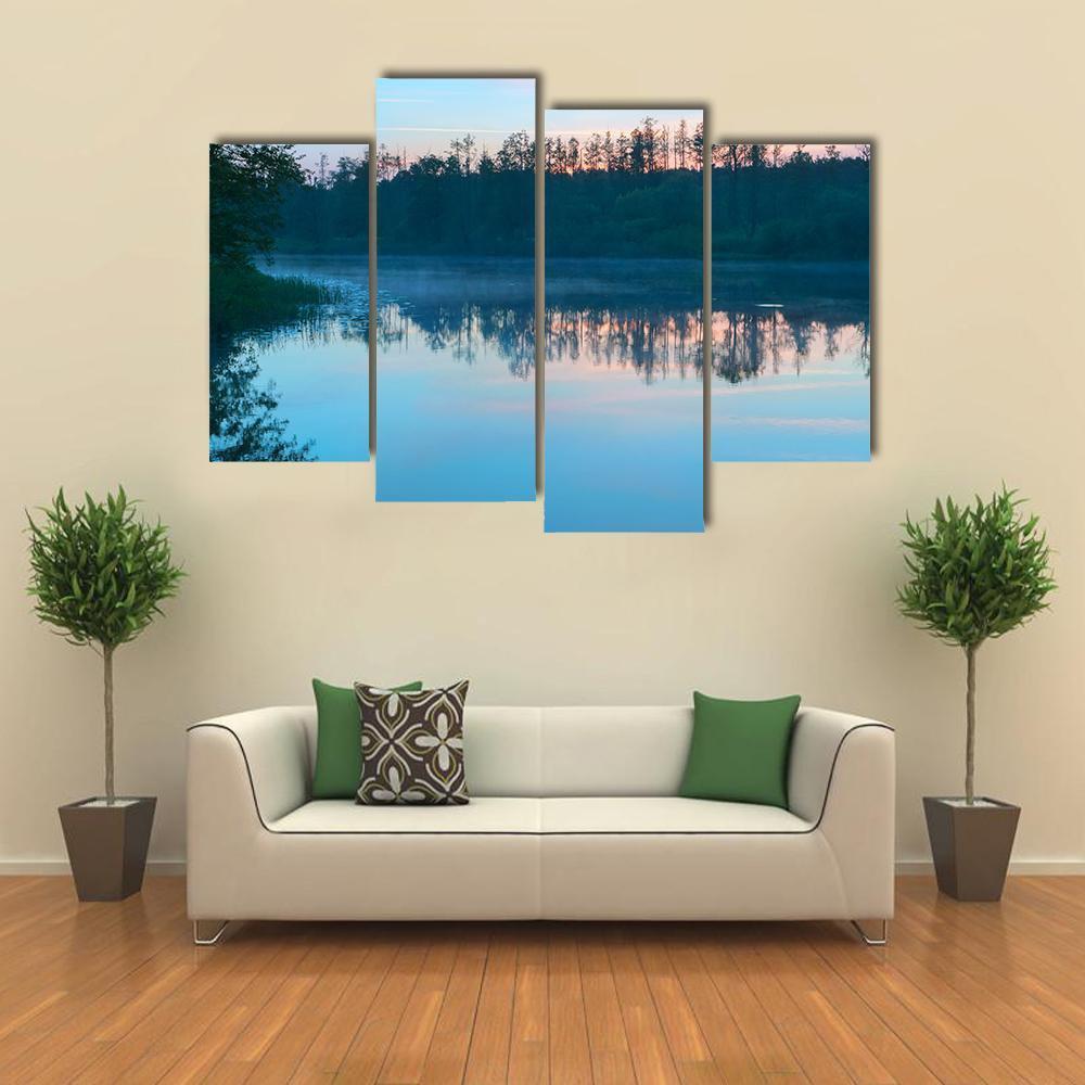 Yellow Sunset On Shore Of Baltic Sea Canvas Wall Art-4 Pop-Gallery Wrap-50" x 32"-Tiaracle