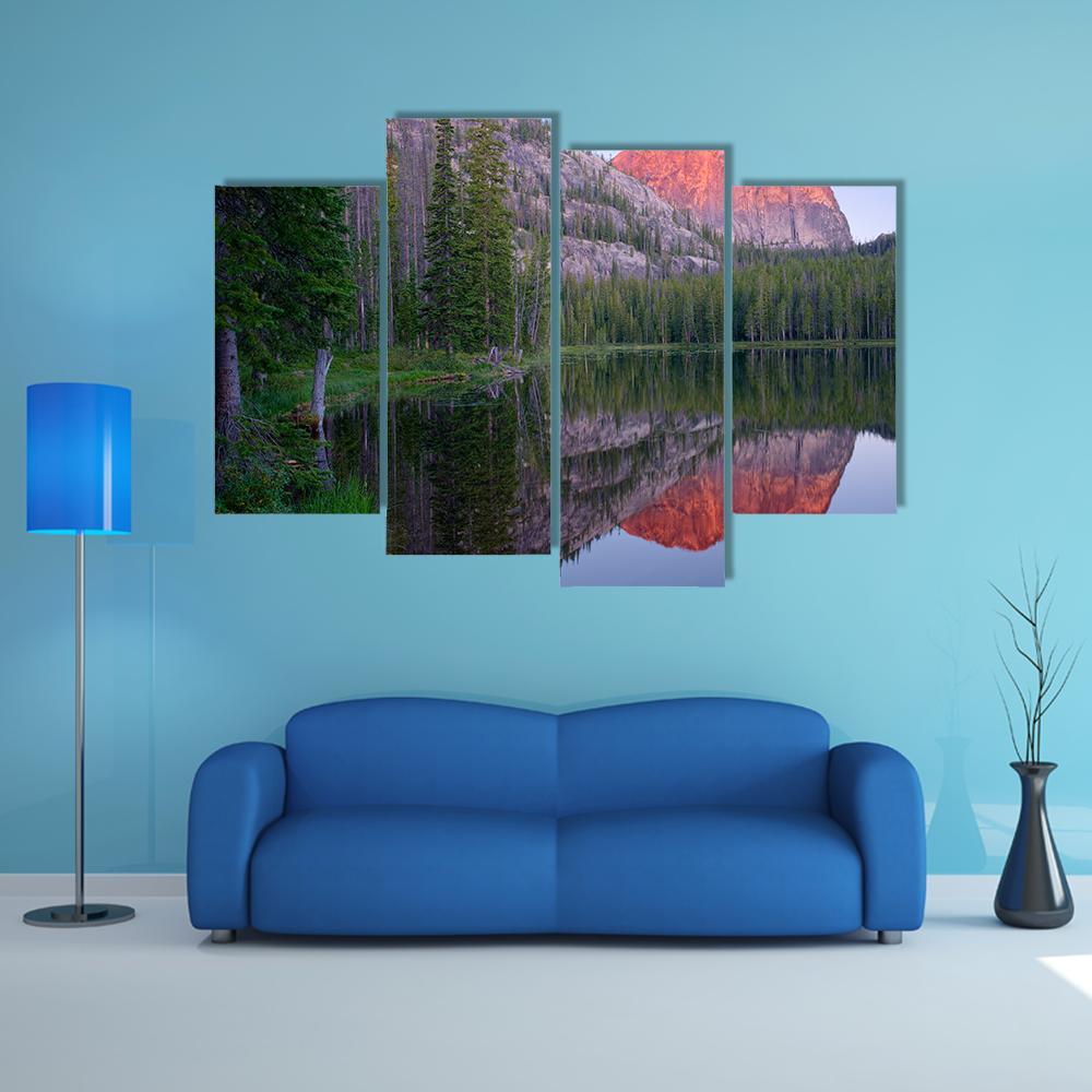 Yellowjacket Lake And Sugarloaf Mountain Canvas Wall Art-4 Pop-Gallery Wrap-50" x 32"-Tiaracle