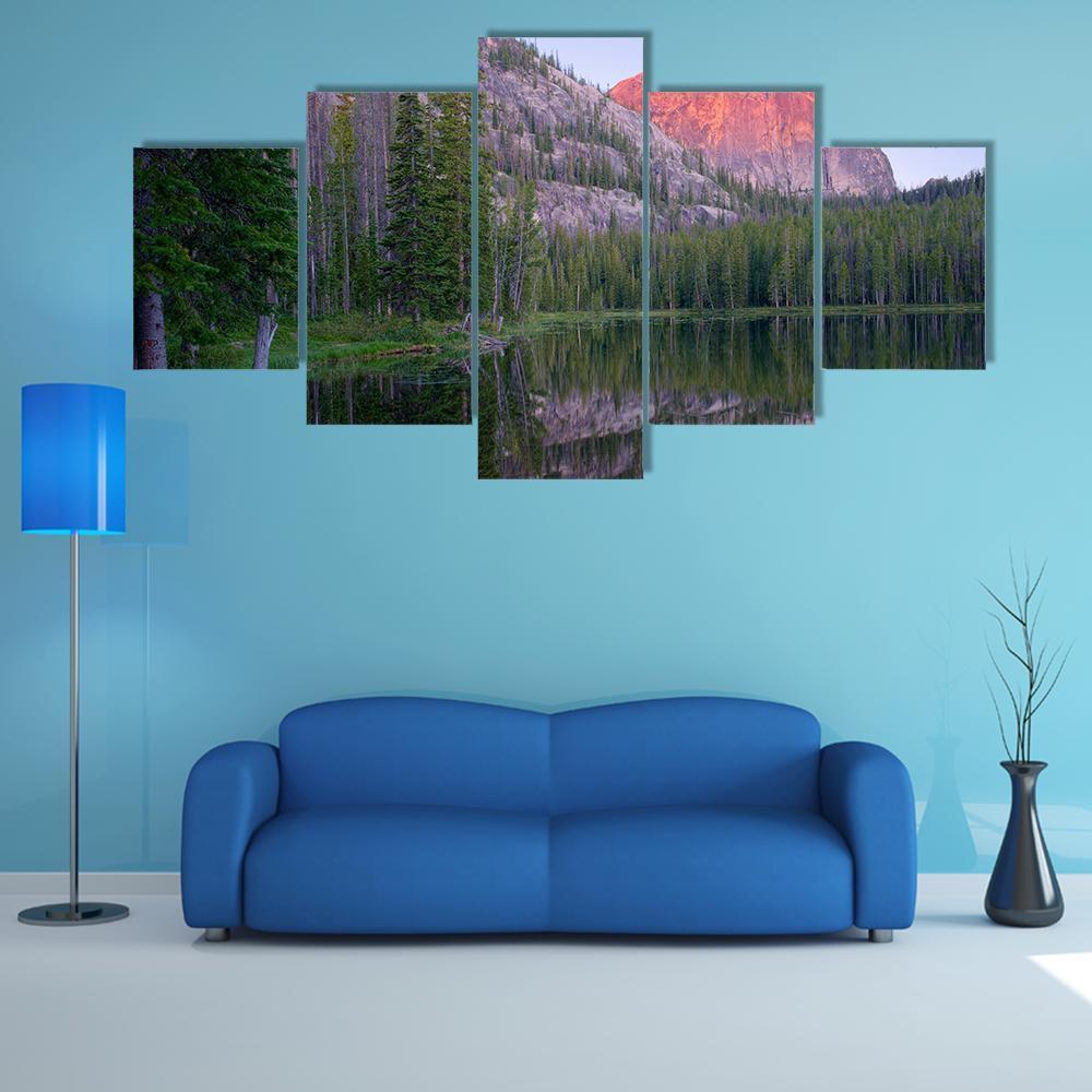 Yellowjacket Lake And Sugarloaf Mountain Canvas Wall Art-5 Star-Gallery Wrap-62" x 32"-Tiaracle