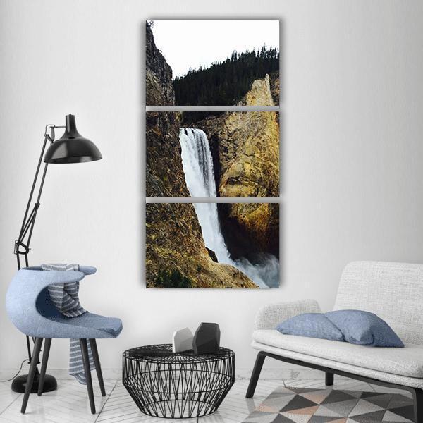 Yellowstone Grand Canyon Waterfall In Wyoming Vertical Canvas Wall Art-3 Vertical-Gallery Wrap-12" x 25"-Tiaracle