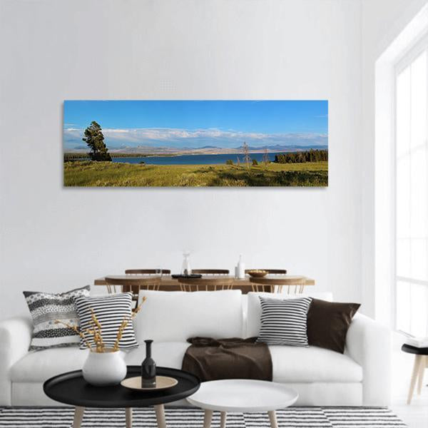 Yellowstone Lake In USA Panoramic Canvas Wall Art-1 Piece-36" x 12"-Tiaracle