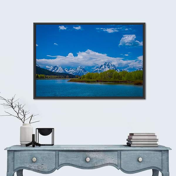 Yellowstone River In Wyoming Canvas Wall Art-1 Piece-Floating Frame-24" x 16"-Tiaracle