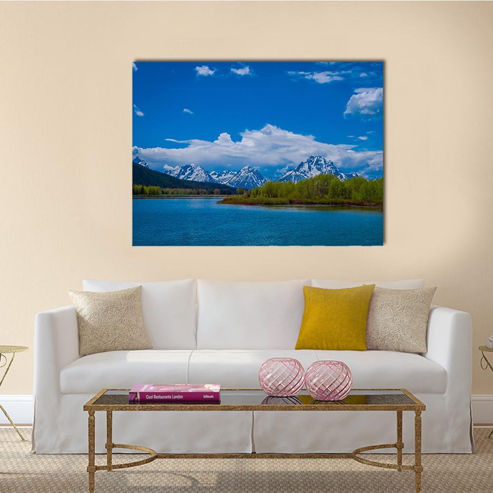 Yellowstone River In Wyoming Canvas Wall Art-1 Piece-Gallery Wrap-48" x 32"-Tiaracle