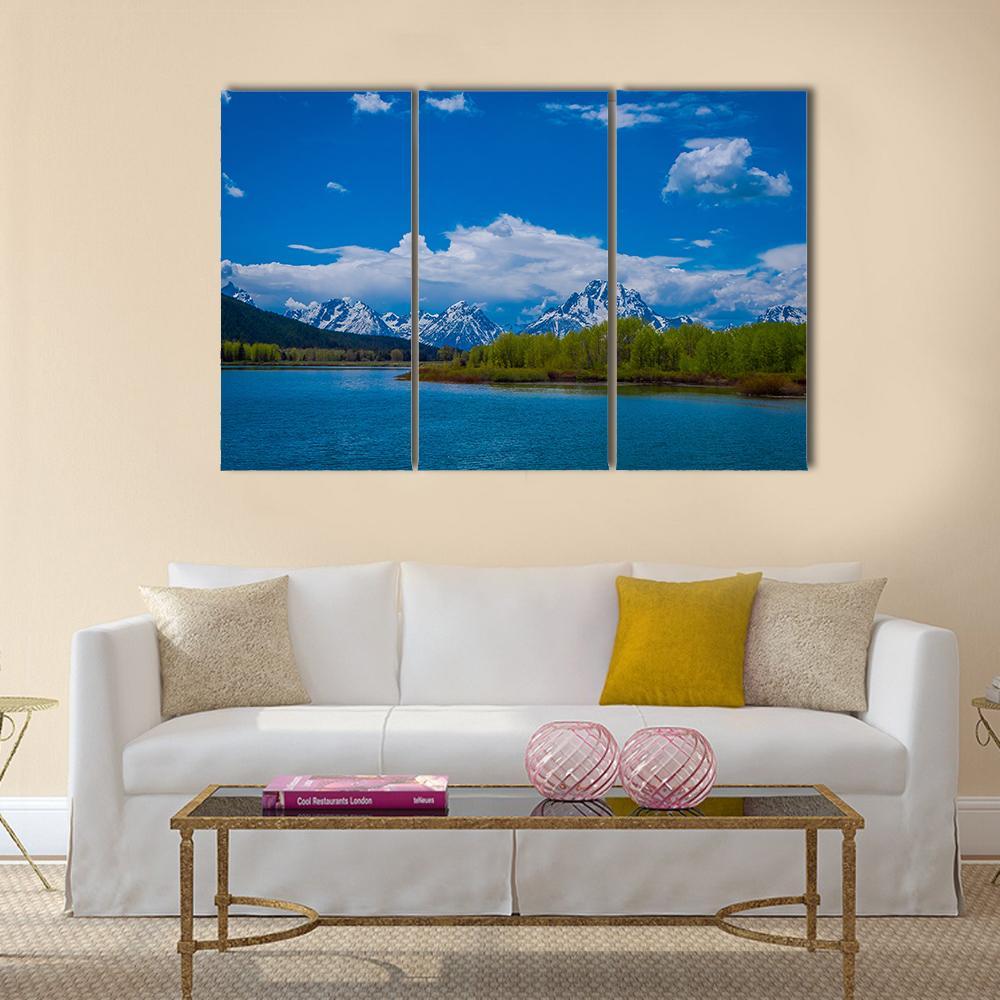 Yellowstone River In Wyoming Canvas Wall Art-3 Horizontal-Gallery Wrap-37" x 24"-Tiaracle