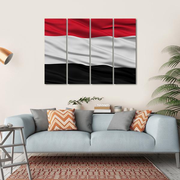 Yemen Flag Waving In The Wind Canvas Wall Art-4 Horizontal-Gallery Wrap-34" x 24"-Tiaracle