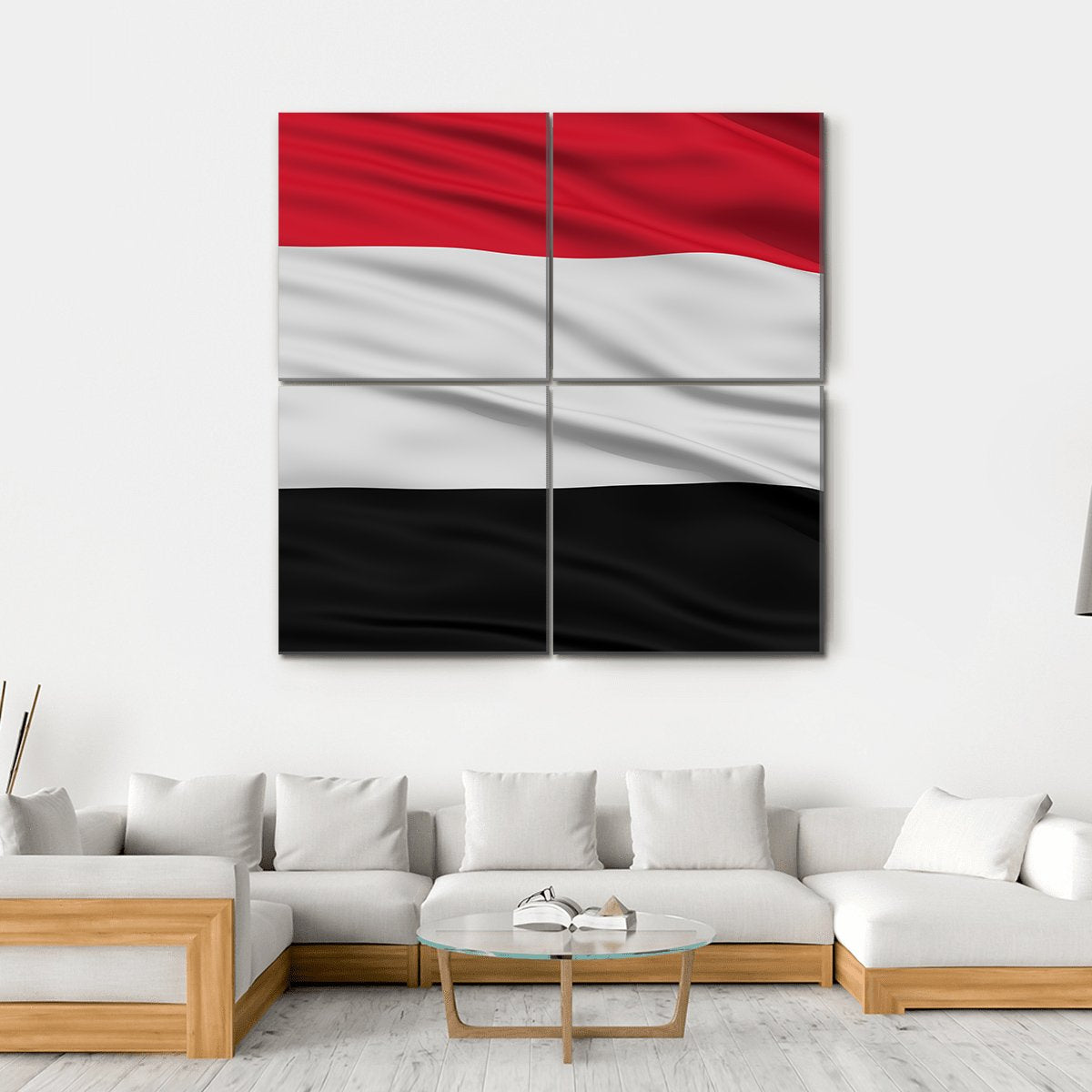 Yemen Flag Waving In The Wind Canvas Wall Art-4 Square-Gallery Wrap-17" x 17"-Tiaracle
