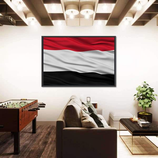 Yemen Flag Waving In The Wind Canvas Wall Art-3 Horizontal-Gallery Wrap-25" x 16"-Tiaracle