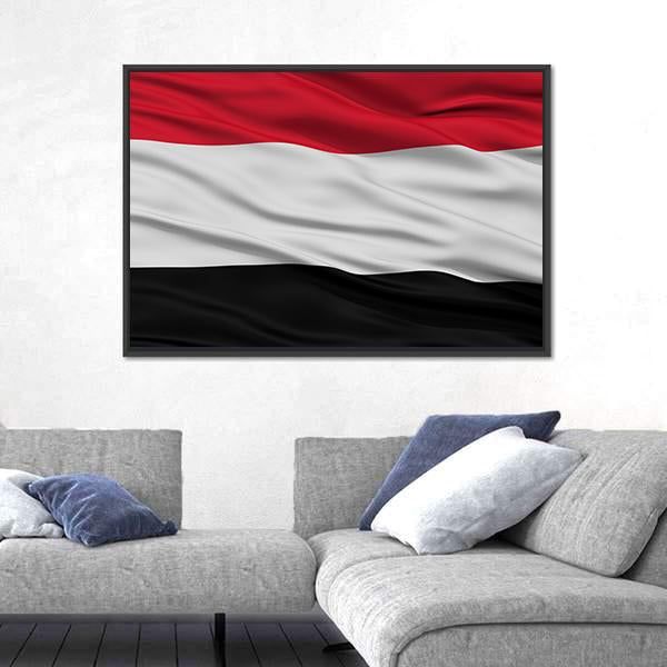 Yemen Flag Waving In The Wind Canvas Wall Art-5 Horizontal-Gallery Wrap-22" x 12"-Tiaracle