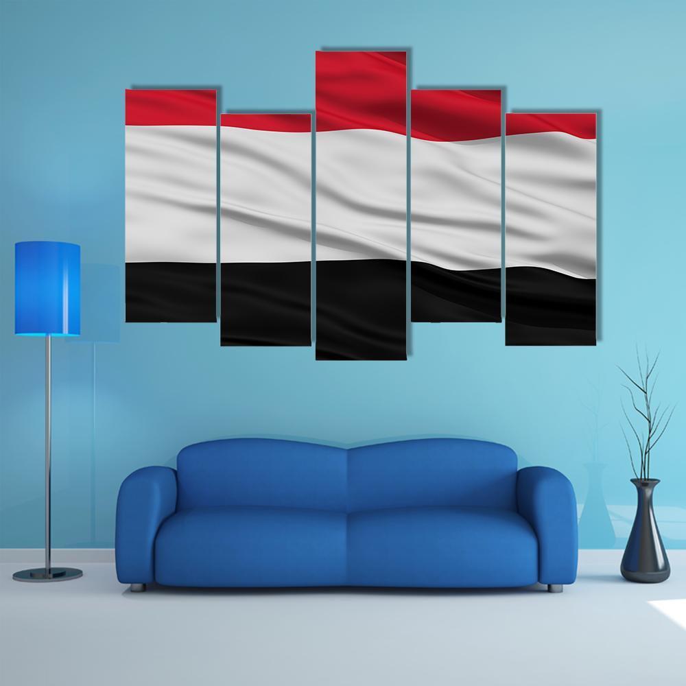 Yemen Flag Waving In The Wind Canvas Wall Art-1 Piece-Gallery Wrap-48" x 32"-Tiaracle