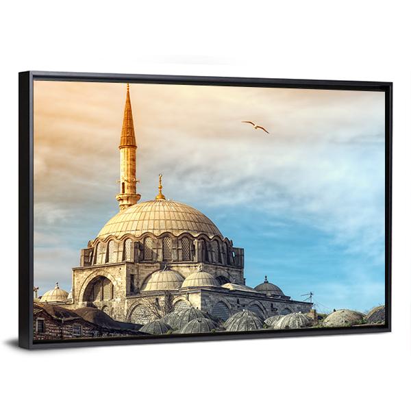 Yeni Cami Mosque In Istanbul Canvas Wall Art-3 Horizontal-Gallery Wrap-25" x 16"-Tiaracle