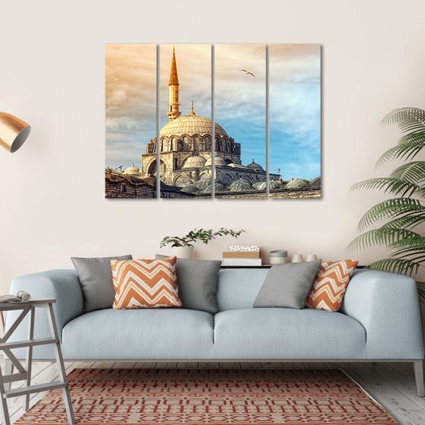 Yeni Cami Mosque In Istanbul Canvas Wall Art-4 Horizontal-Gallery Wrap-34" x 24"-Tiaracle