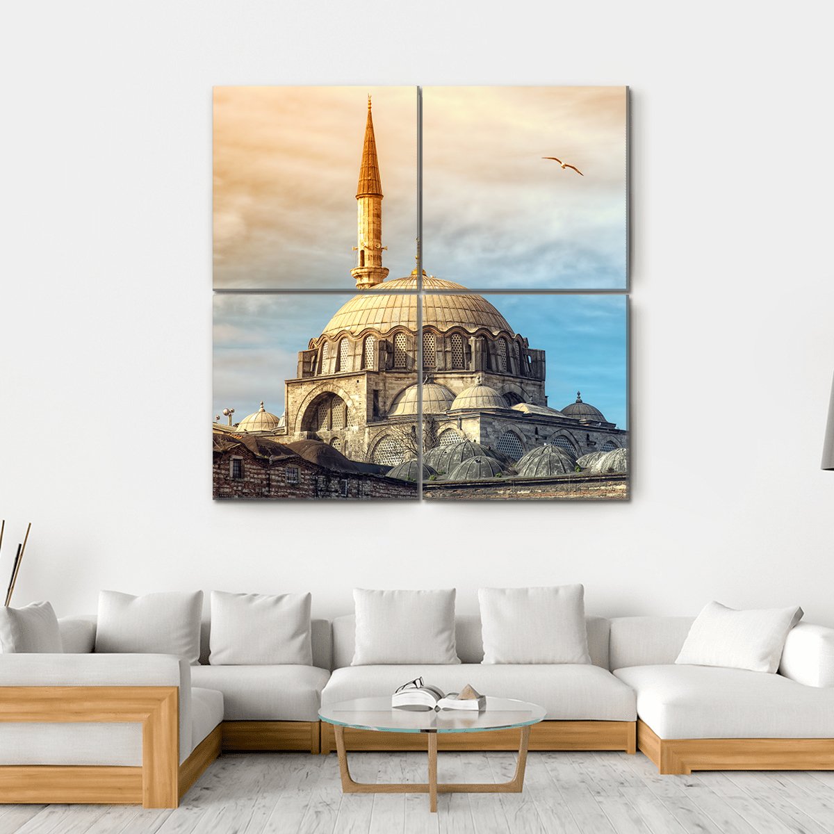 Yeni Cami Mosque In Istanbul Canvas Wall Art-4 Square-Gallery Wrap-17" x 17"-Tiaracle