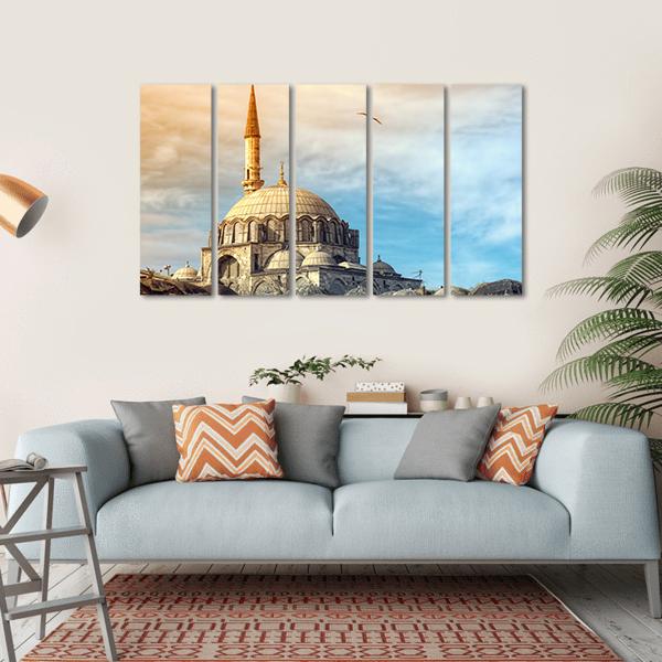 Yeni Cami Mosque In Istanbul Canvas Wall Art-5 Horizontal-Gallery Wrap-22" x 12"-Tiaracle