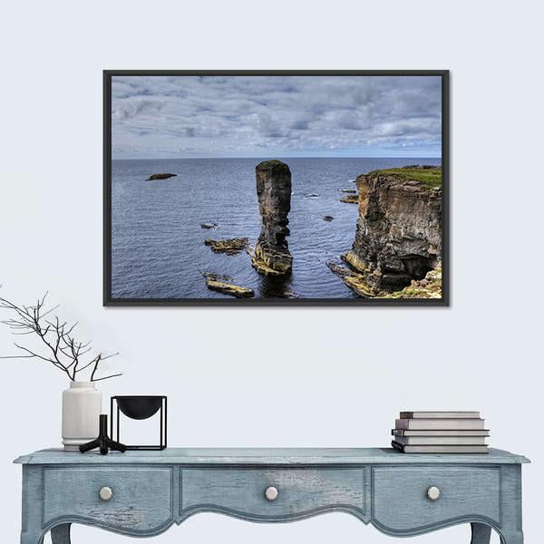 Yesnaby Castle Canvas Wall Art-1 Piece-Floating Frame-24" x 16"-Tiaracle