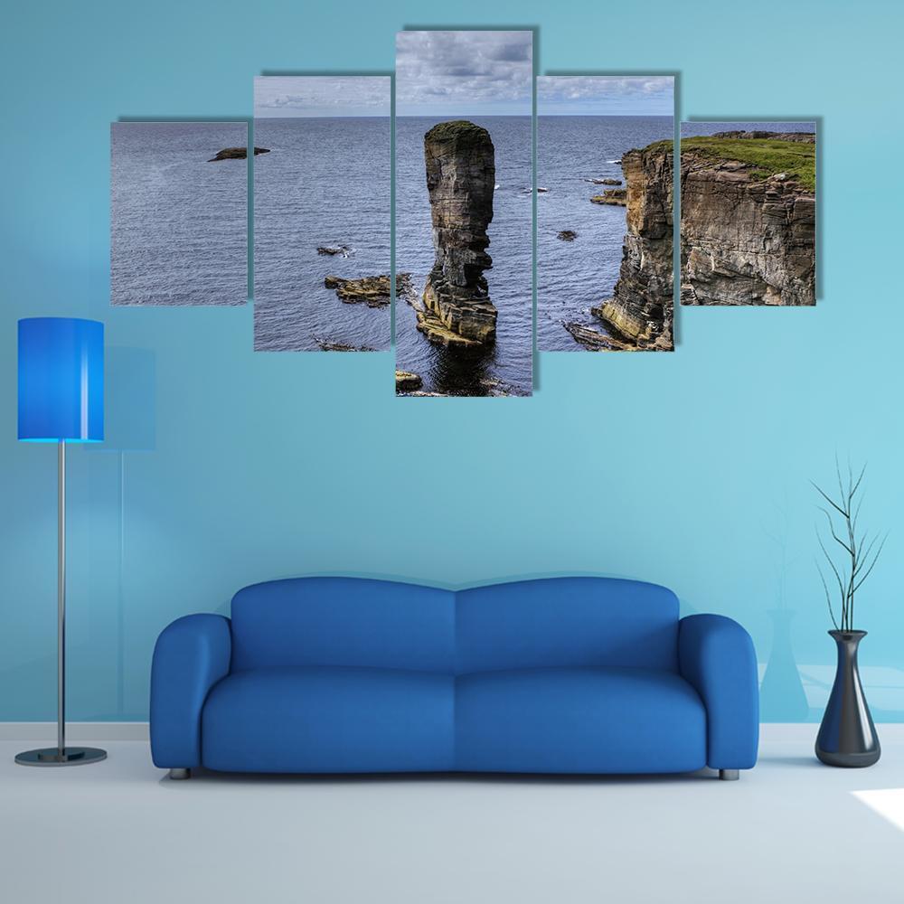 Yesnaby Castle Canvas Wall Art-5 Star-Gallery Wrap-62" x 32"-Tiaracle