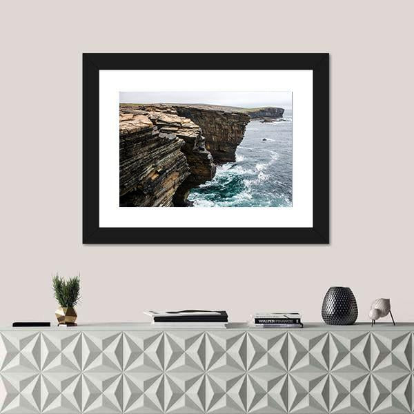 Yesnaby Cliffs Canvas Wall Art-1 Piece-Framed Print-20" x 16"-Tiaracle