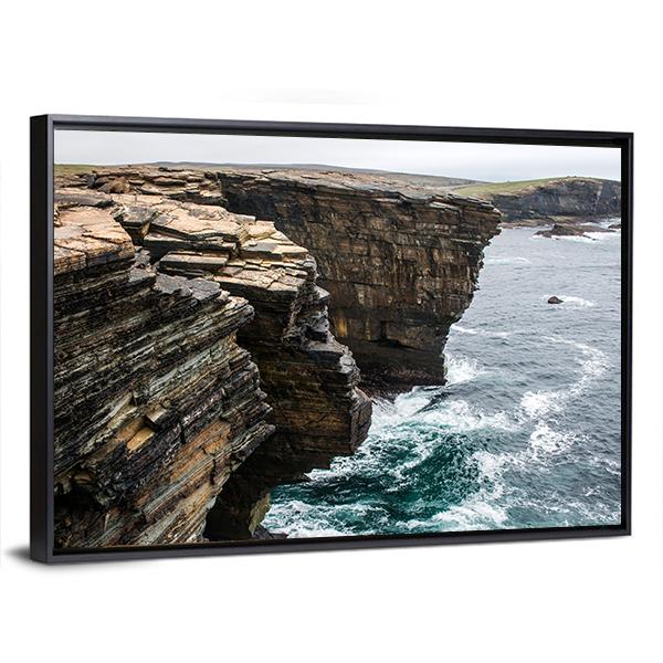 Yesnaby Cliffs Canvas Wall Art-3 Horizontal-Gallery Wrap-25" x 16"-Tiaracle