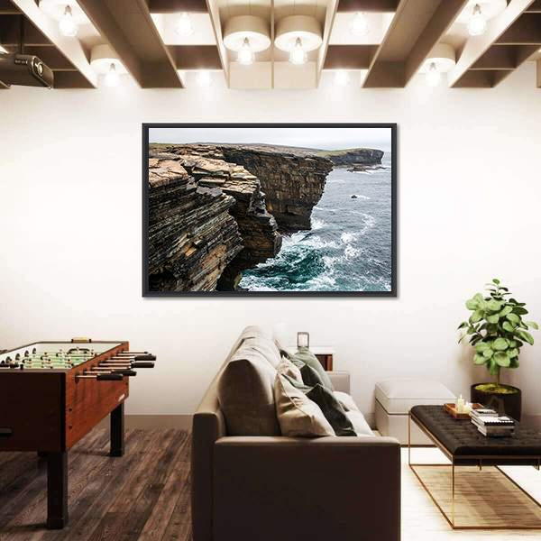 Yesnaby Cliffs Canvas Wall Art-3 Horizontal-Gallery Wrap-25" x 16"-Tiaracle