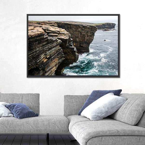 Yesnaby Cliffs Canvas Wall Art-3 Horizontal-Gallery Wrap-25" x 16"-Tiaracle