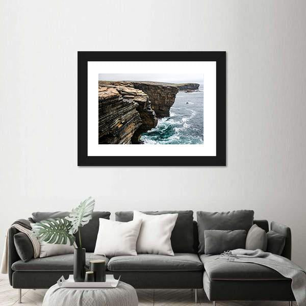Yesnaby Cliffs Canvas Wall Art-3 Horizontal-Gallery Wrap-25" x 16"-Tiaracle