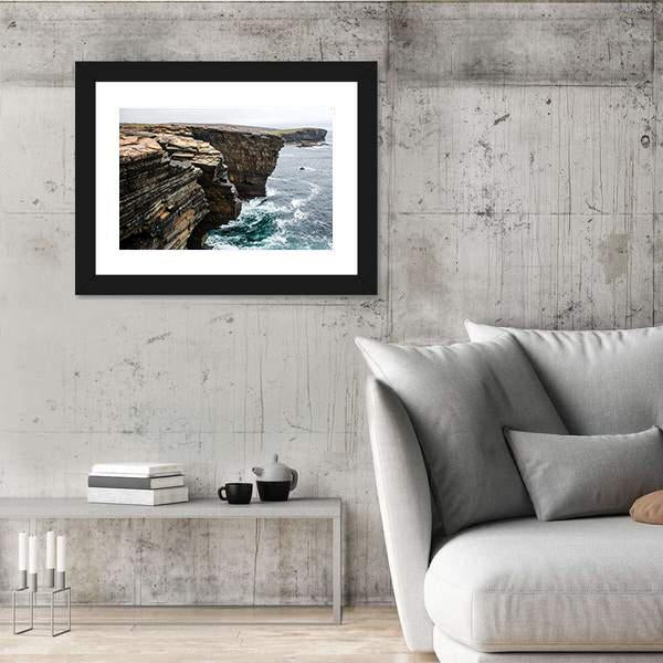 Yesnaby Cliffs Canvas Wall Art-3 Horizontal-Gallery Wrap-25" x 16"-Tiaracle