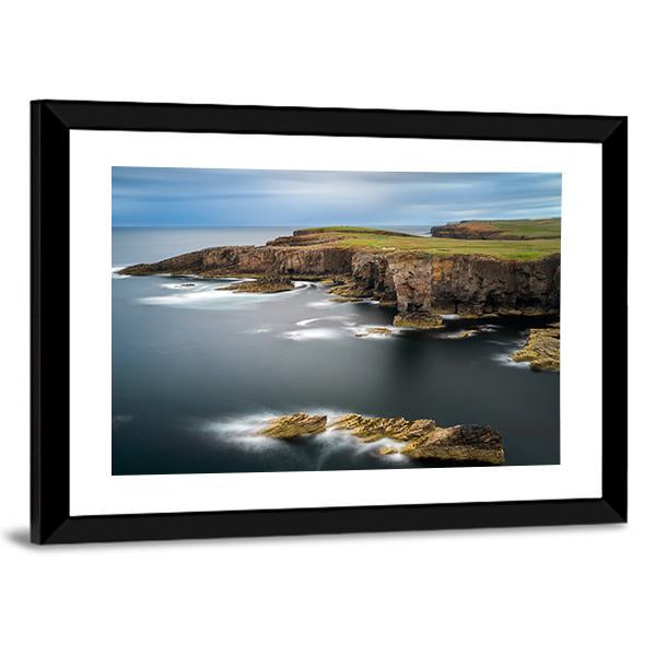 Yesnaby cliffs with Castle Rock Panoramic Canvas Wall Art-1 Piece-36" x 12"-Tiaracle