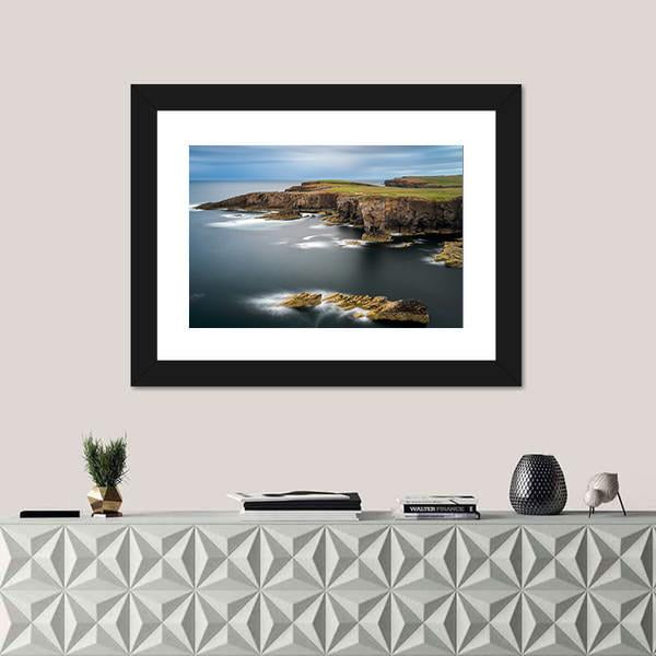 Yesnaby cliffs with Castle Rock Panoramic Canvas Wall Art-1 Piece-36" x 12"-Tiaracle