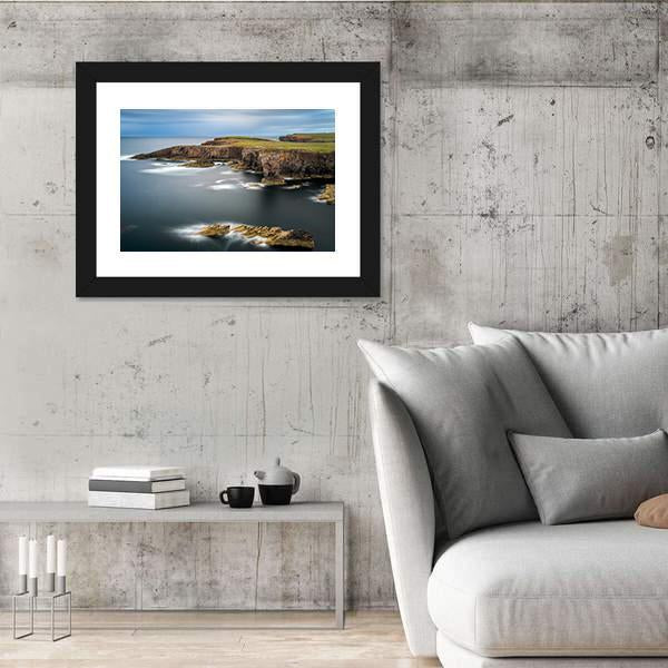 Yesnaby cliffs with Castle Rock Panoramic Canvas Wall Art-1 Piece-36" x 12"-Tiaracle