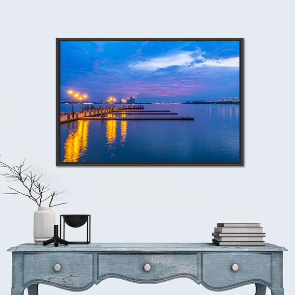 Yixing Shiqiao Lake View Canvas Wall Art-1 Piece-Floating Frame-24" x 16"-Tiaracle