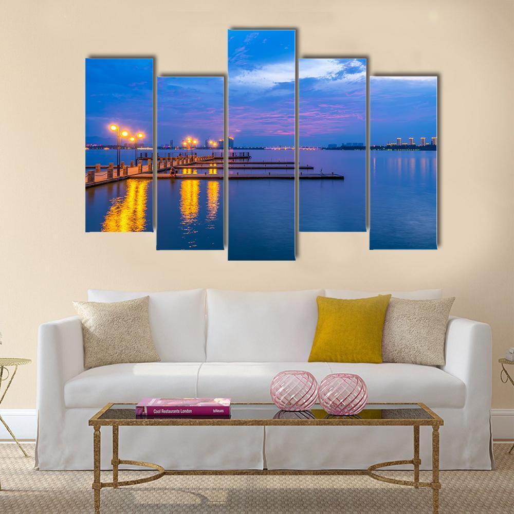 Yixing Shiqiao Lake View Canvas Wall Art-5 Pop-Gallery Wrap-47" x 32"-Tiaracle