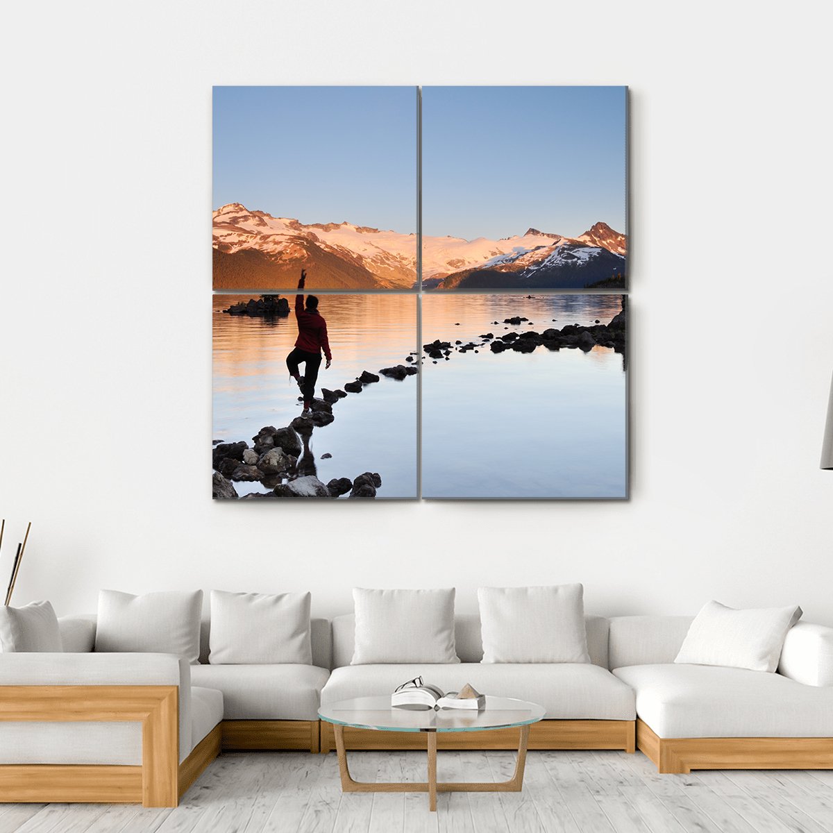 Yoga Girl In Garibaldi Lake Canvas Wall Art-4 Square-Gallery Wrap-17" x 17"-Tiaracle