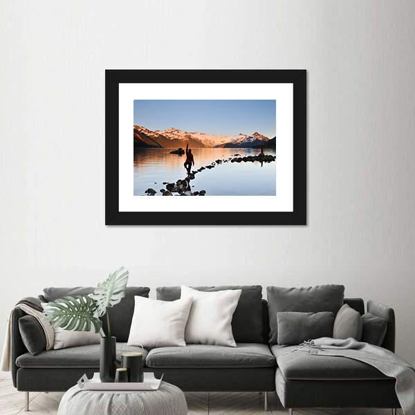Yoga Girl In Garibaldi Lake Canvas Wall Art-5 Horizontal-Gallery Wrap-22" x 12"-Tiaracle