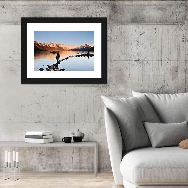 Yoga Girl In Garibaldi Lake Canvas Wall Art-3 Horizontal-Gallery Wrap-25" x 16"-Tiaracle