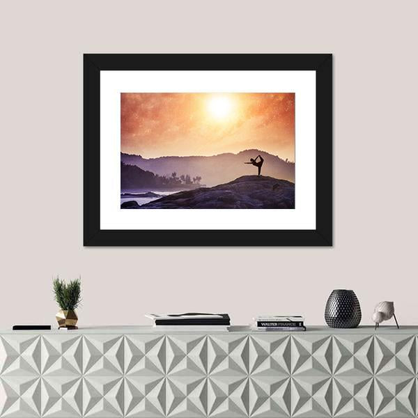 Yoga On Mountains Panoramic Canvas Wall Art-1 Piece-36" x 12"-Tiaracle