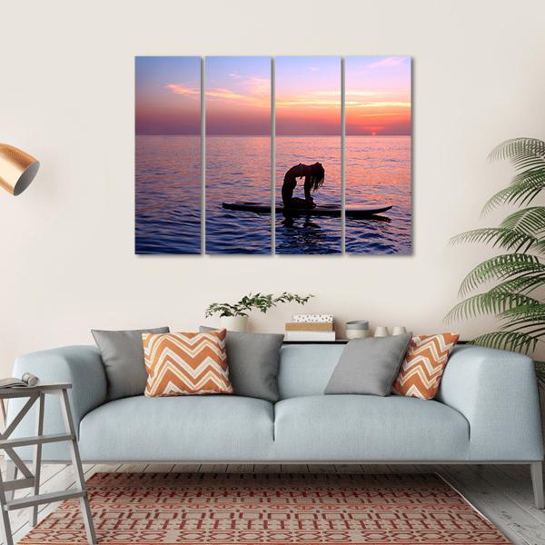 Yoga Trainer On The Paddle Board Canvas Wall Art-4 Horizontal-Gallery Wrap-34" x 24"-Tiaracle
