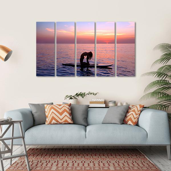 Yoga Trainer On The Paddle Board Canvas Wall Art-5 Horizontal-Gallery Wrap-22&quot; x 12&quot;-Tiaracle