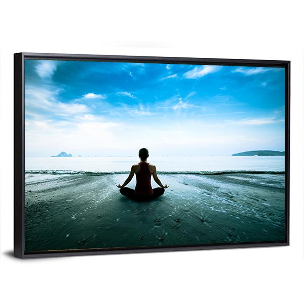 Yoga Woman Panoramic Canvas Wall Art-1 Piece-36&quot; x 12&quot;-Tiaracle