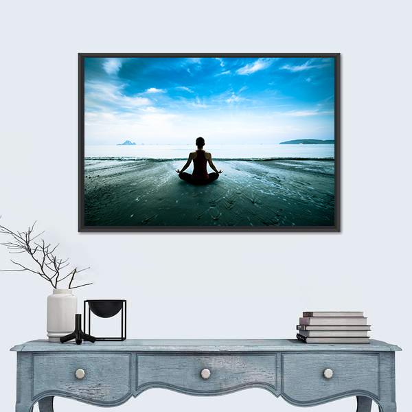 Yoga Woman Panoramic Canvas Wall Art-1 Piece-36&quot; x 12&quot;-Tiaracle