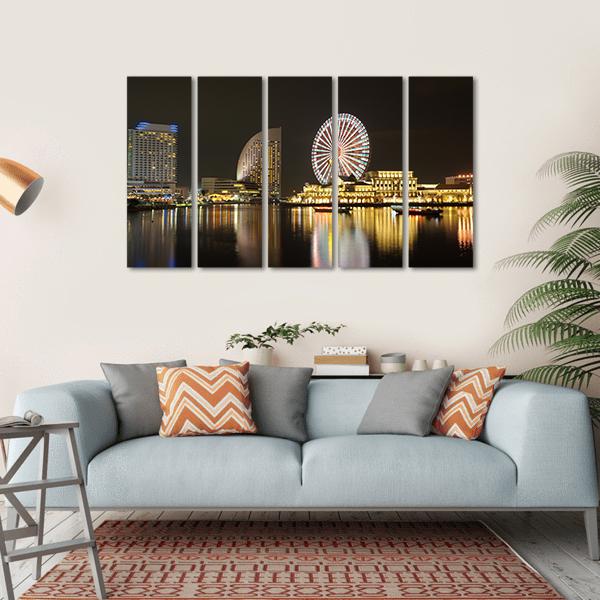 Yokohama Skyline At Minato Mirai Area Canvas Wall Art-5 Horizontal-Gallery Wrap-22" x 12"-Tiaracle