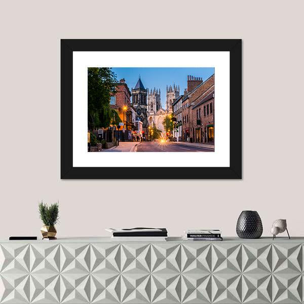 York Evening Cityscape View Canvas Wall Art-1 Piece-Framed Print-20" x 16"-Tiaracle