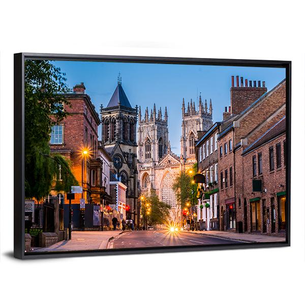 York Evening Cityscape View Canvas Wall Art-3 Horizontal-Gallery Wrap-25" x 16"-Tiaracle