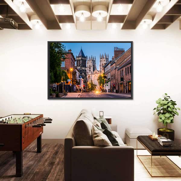 York Evening Cityscape View Canvas Wall Art-3 Horizontal-Gallery Wrap-25" x 16"-Tiaracle