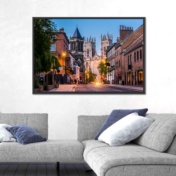York Evening Cityscape View Canvas Wall Art-3 Horizontal-Gallery Wrap-25" x 16"-Tiaracle