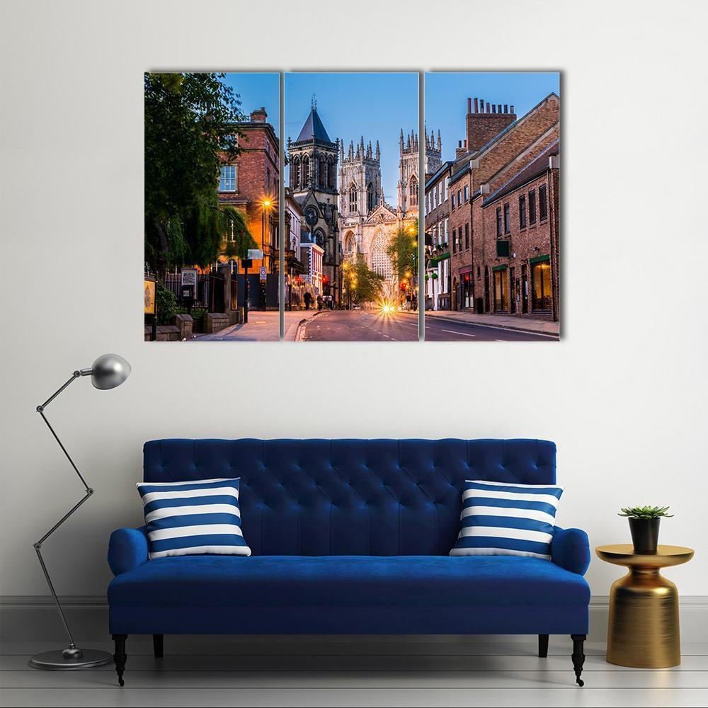 York Evening Cityscape View Canvas Wall Art-3 Horizontal-Gallery Wrap-37" x 24"-Tiaracle