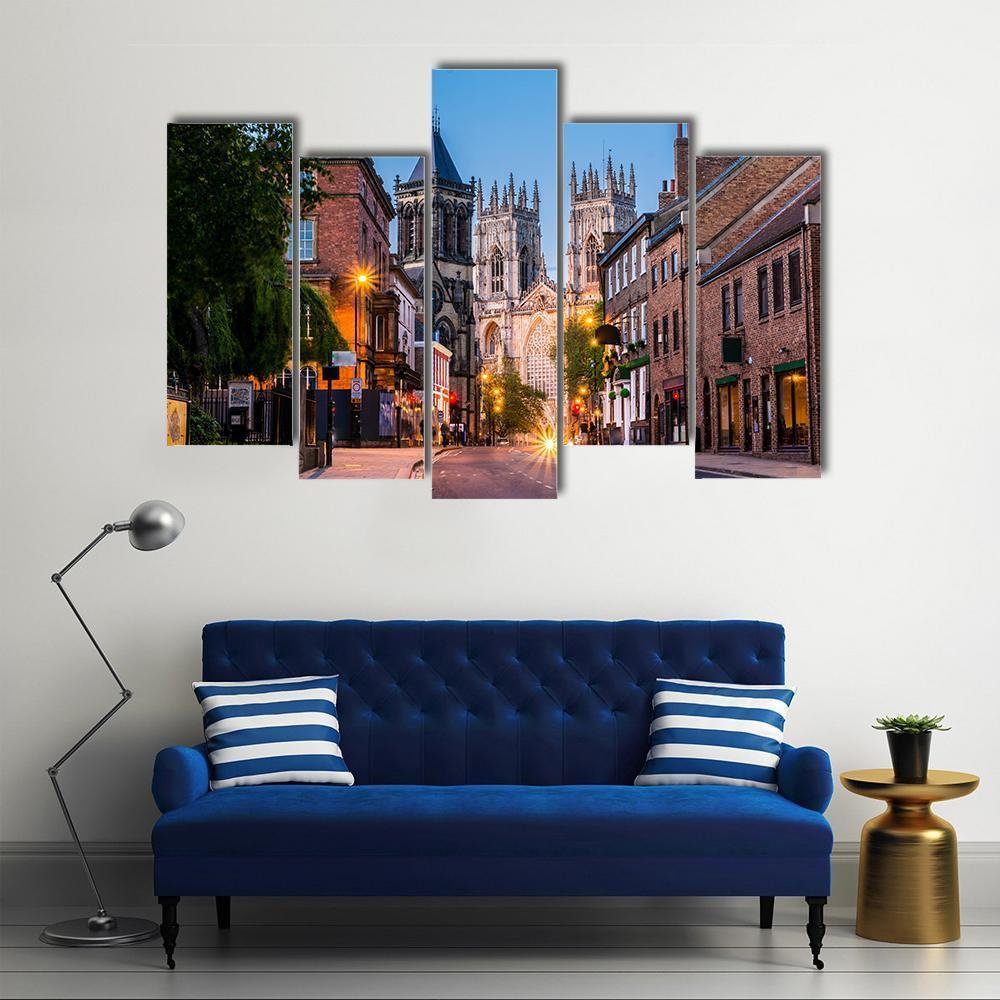 York Evening Cityscape View Canvas Wall Art-5 Pop-Gallery Wrap-47" x 32"-Tiaracle