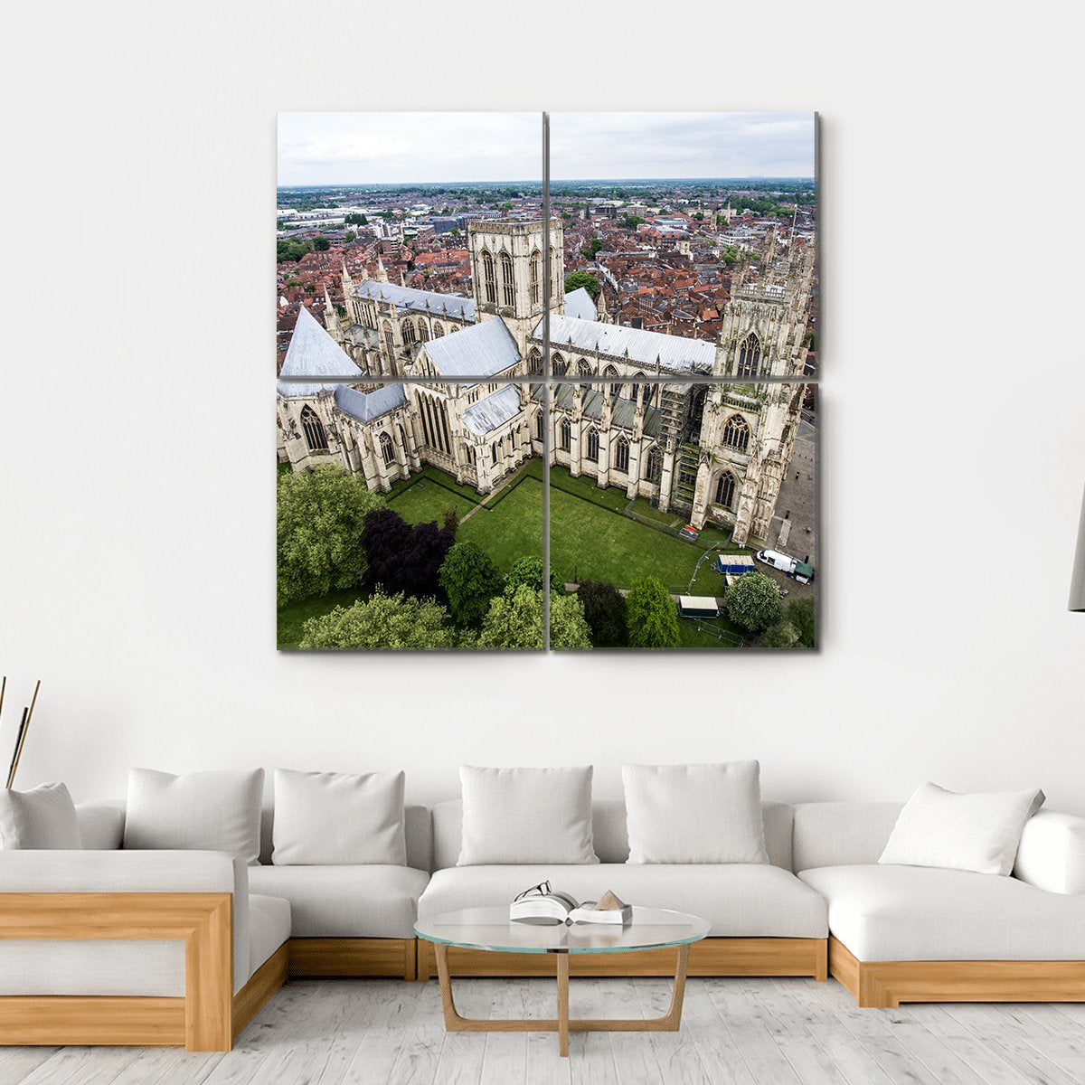 York Minster Cathedral Canvas Wall Art-4 Square-Gallery Wrap-17" x 17"-Tiaracle