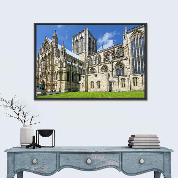 York Minster In England Canvas Wall Art-1 Piece-Floating Frame-24" x 16"-Tiaracle