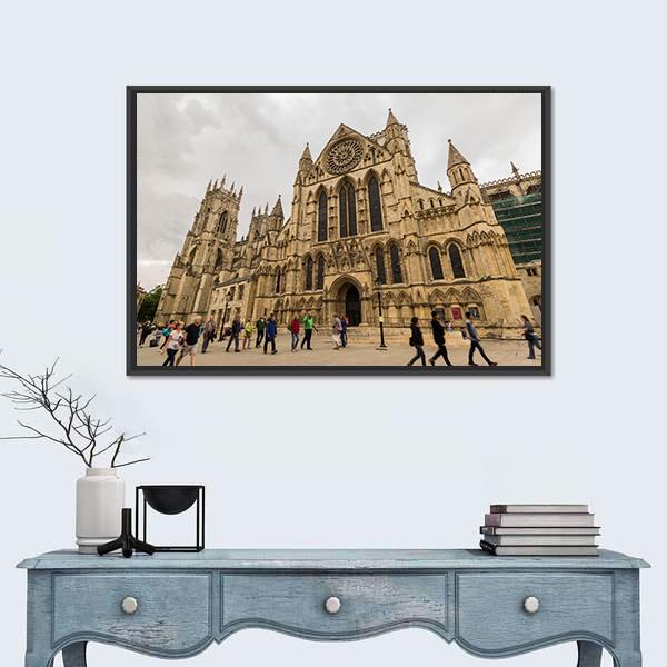 York Minster In UK Canvas Wall Art-1 Piece-Floating Frame-24" x 16"-Tiaracle