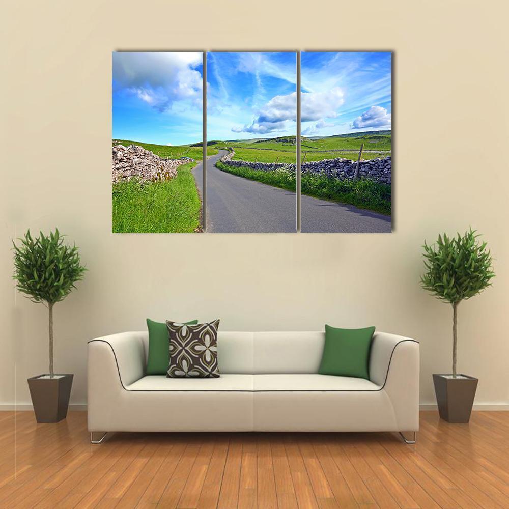 Yorskshire Dales On Sunny Day Canvas Wall Art-3 Horizontal-Gallery Wrap-37" x 24"-Tiaracle